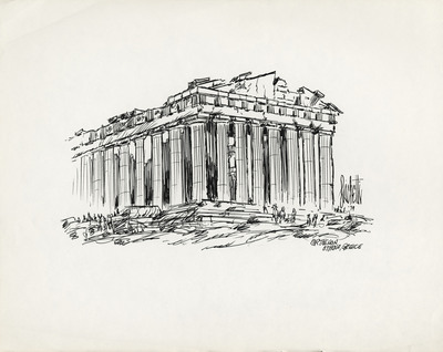 Acropolis Of Athens The Parthenon Athens Greece Hand Drawn Sketch  Illustration  Fridge Magnet  Amazonse Home  Kitchen